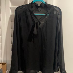 Lovely pleated transparent blouse w tie at neck